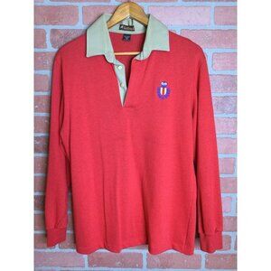 Vintage Saddlebred Long Sleeve Polo Shirt Size M  Crest Embroidery Preppy